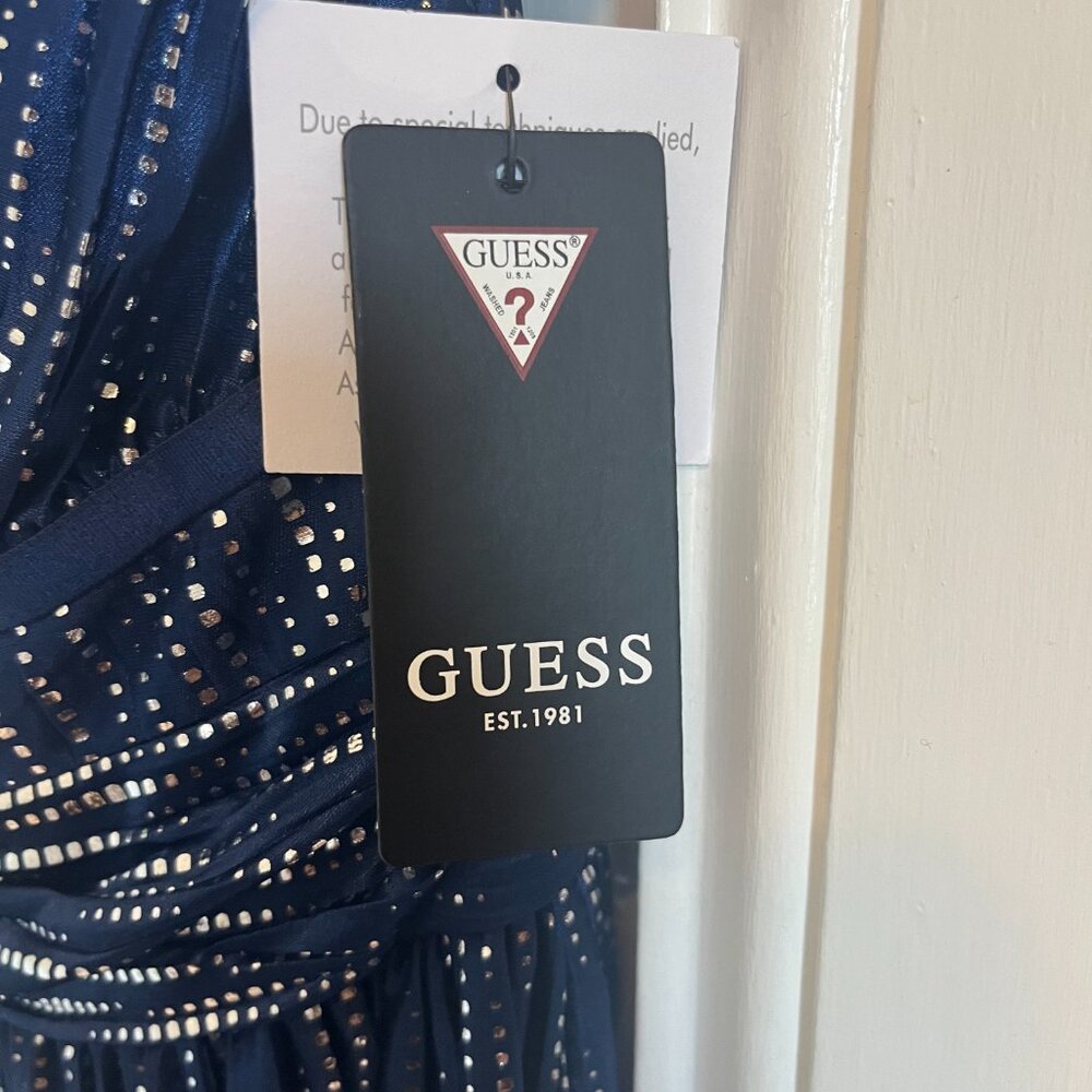 GUESS Metallic Blue Maxi Dress Size 10 NWT - Picture 6 of 6